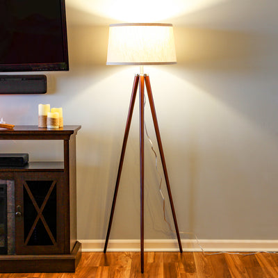Brightech Emma 60" Tall Standing LED Light Tripod Floor Lamp, Brown (Open Box)
