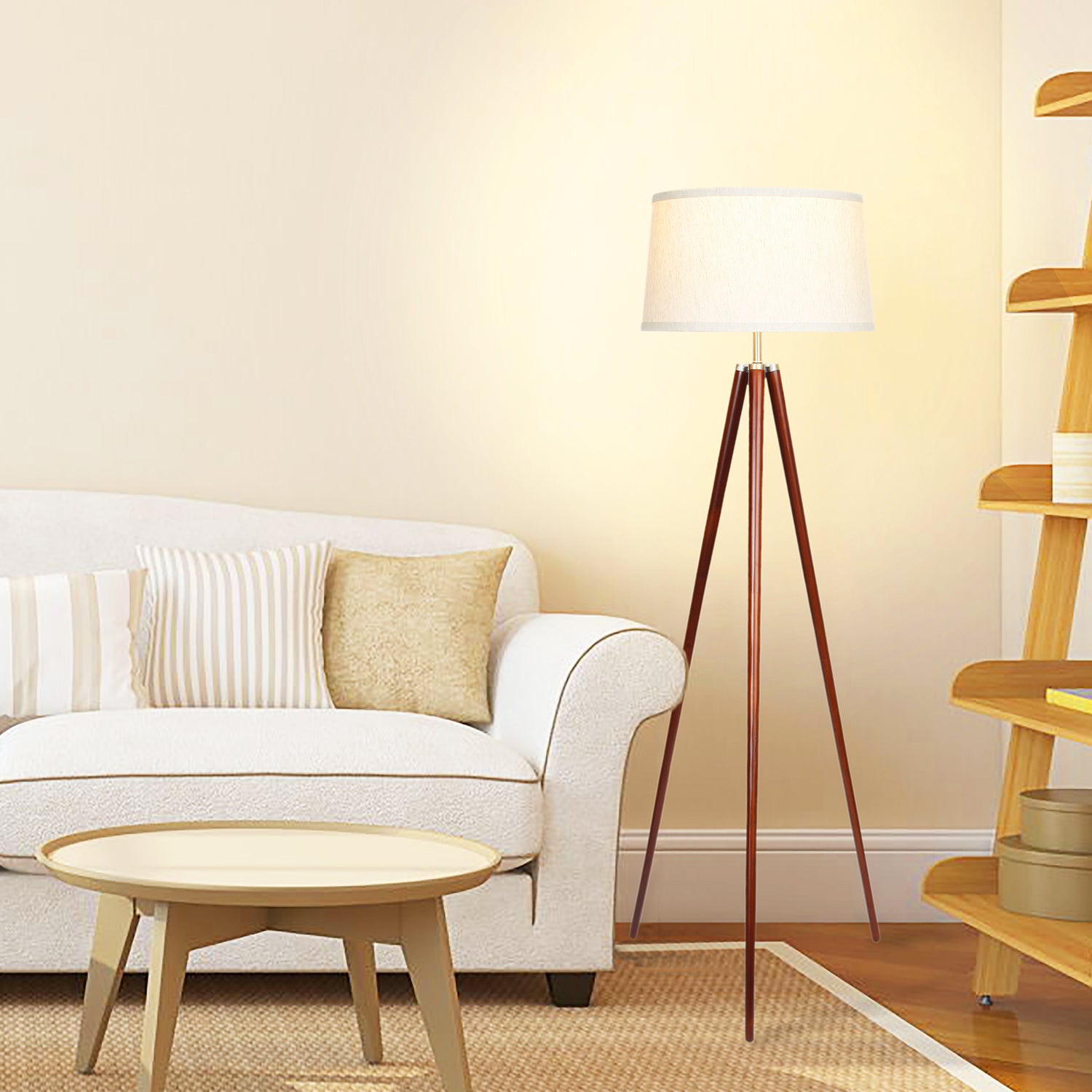 Brightech Emma 60" Tall Standing LED Light Tripod Floor Lamp, Brown (Open Box)