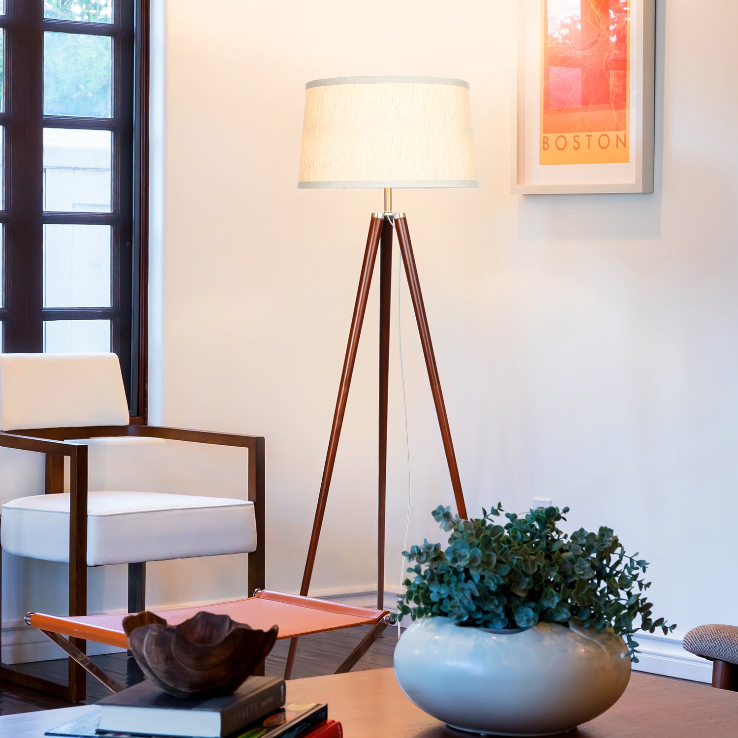 Brightech Emma 60" Tall Standing LED Light Tripod Floor Lamp, Brown (Open Box)