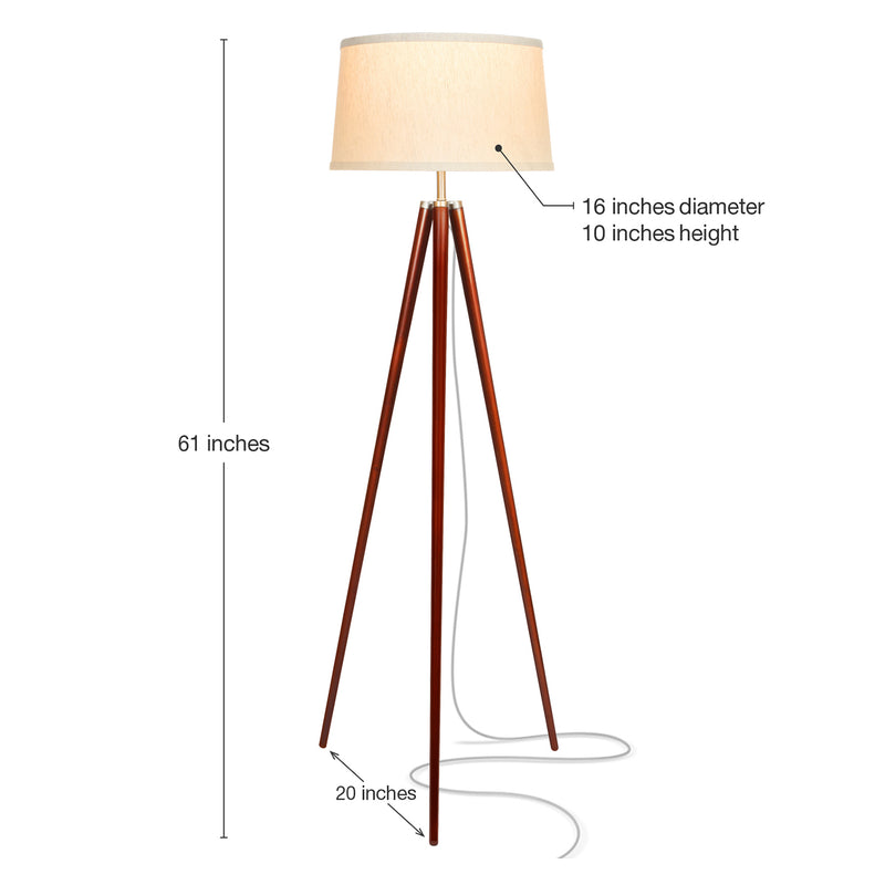 Brightech Emma Modern Home 60" Tall Standing LED Light Tripod Floor Lamp, Brown