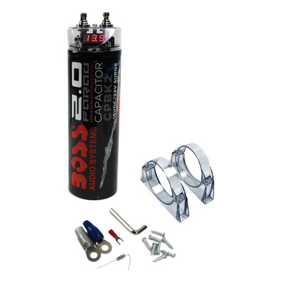 Boss Audio 2 Farad 20V Digital Voltage Car Audio Power Capacitor, LED (4 Pack)