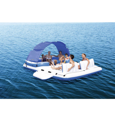Intex 57272EP Adult 5 Seat Inflatable Island Lounge & 43105E 6 Person Pool Raft