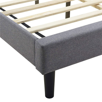 Classic Brands Mornington Tufted Upholstery Platform Bed Frame, Full, Light Grey