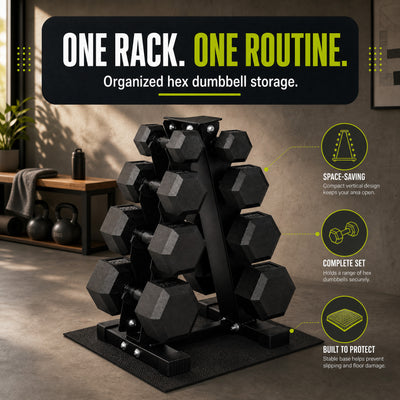 BalanceFrom Dumbbell Set with Stand, Rubber Encased Home Gym Hand Weights, 100lb