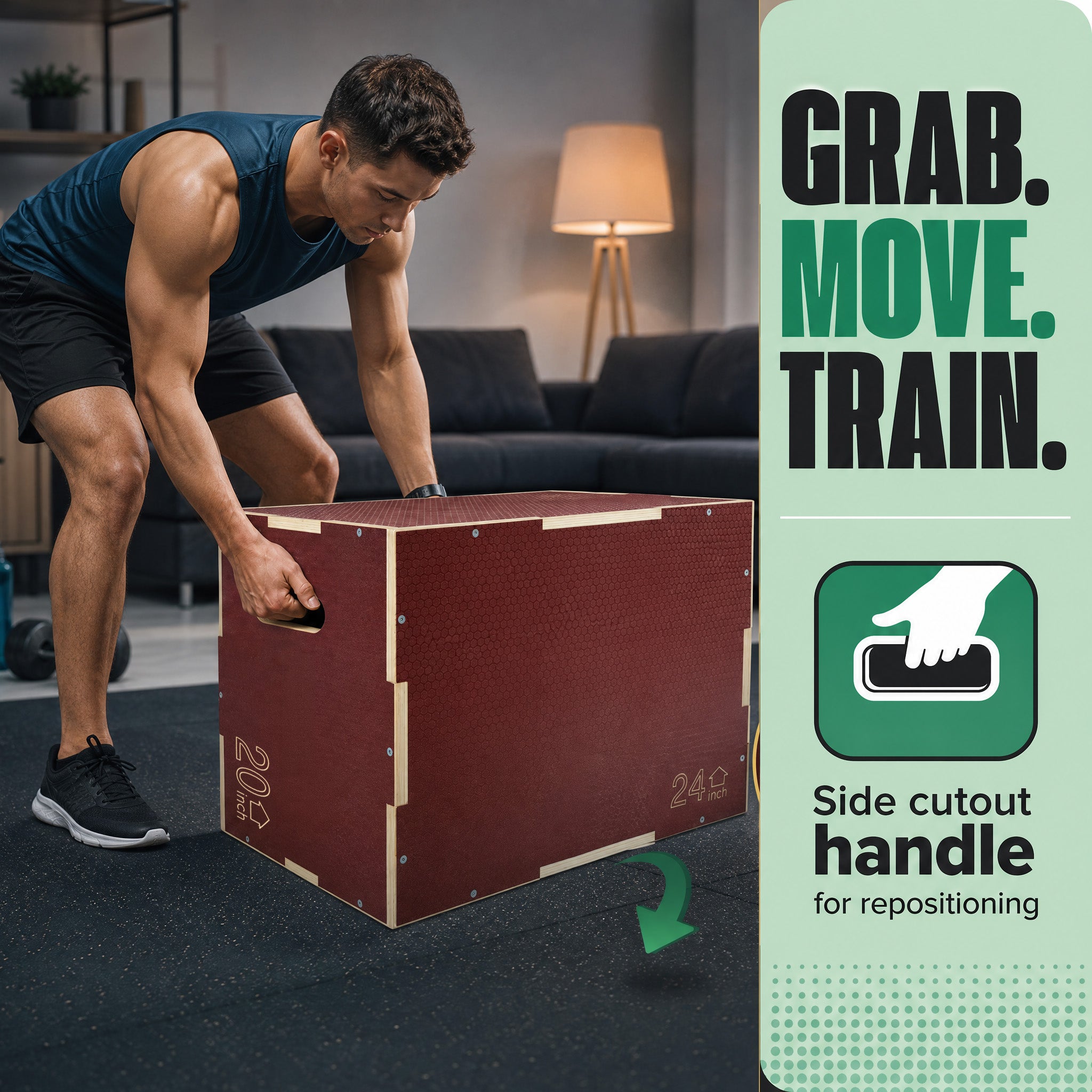 Signature Fitness 20"x24"x30" Non-Slip Wooden Plyo Box Jump Exercise Platform