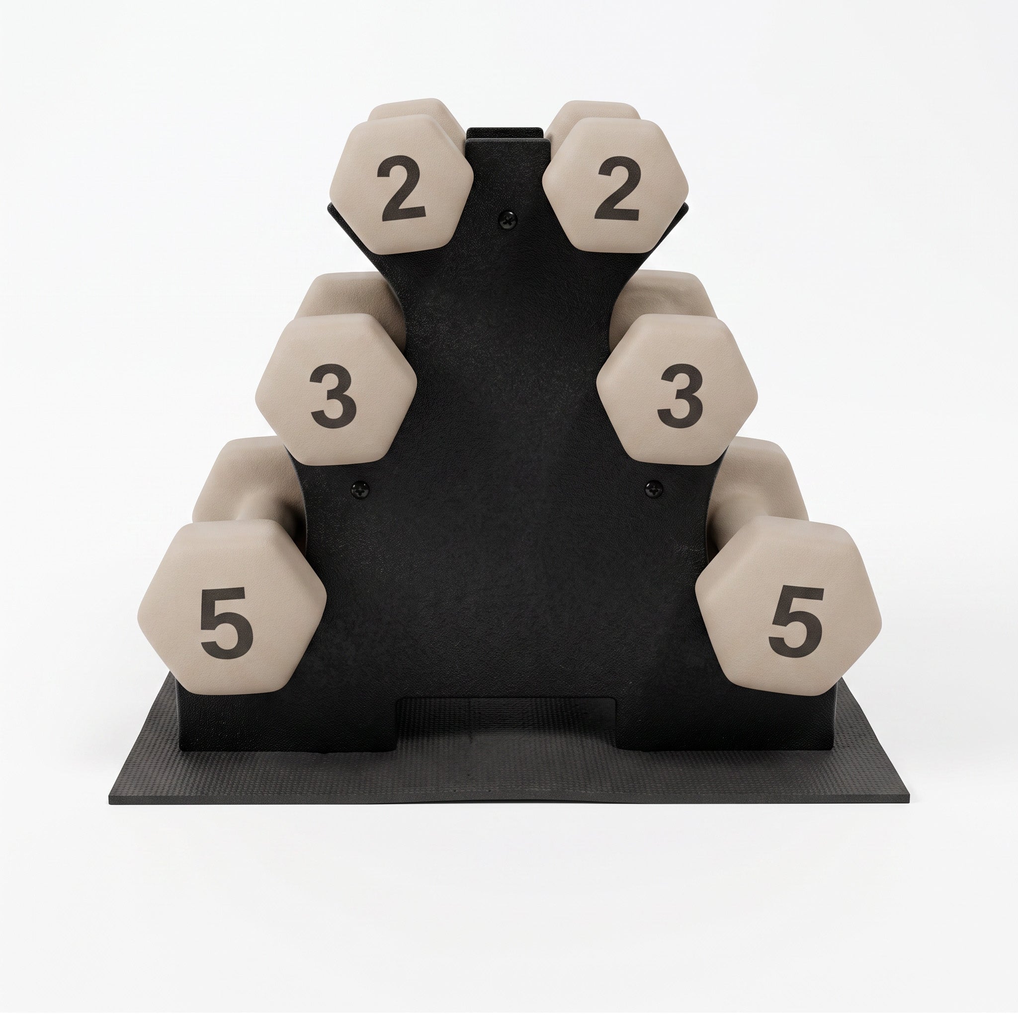 Aurorafy Neoprene Dumbbell Workout Set with Rack, 2 lbs, 3 lbs, & 5 lbs, Beige