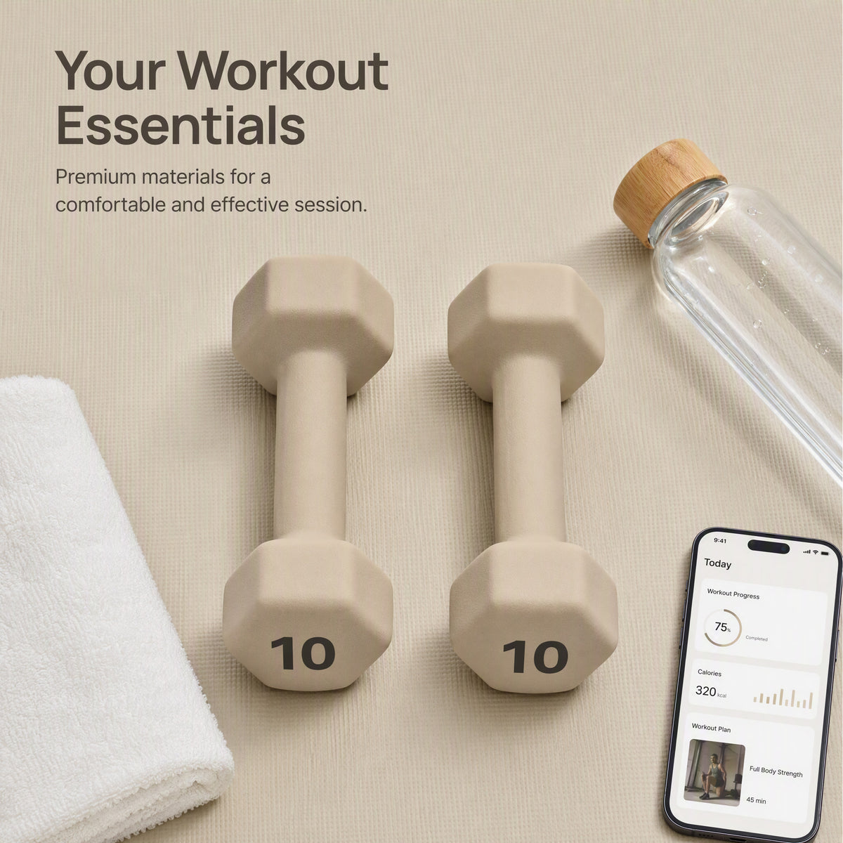 Aurorafy Neoprene Dumbbell Set w/ Rack, Pairs of 3, 5, 8, 10, 12, 15 lb Weights