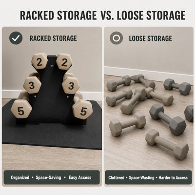 Aurorafy Neoprene Dumbbell Workout Set with Rack, 2 lbs, 3 lbs, & 5 lbs, Beige