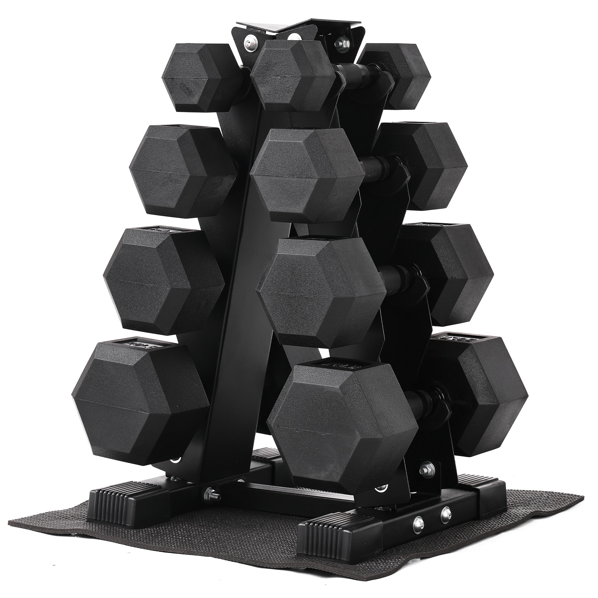 BalanceFrom Dumbbell Set with Stand, Rubber Encased Home Gym Hand Weights, 100lb