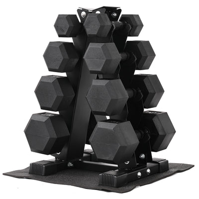 BalanceFrom Dumbbell Set with Stand, Rubber Encased Home Gym Hand Weights, 100lb