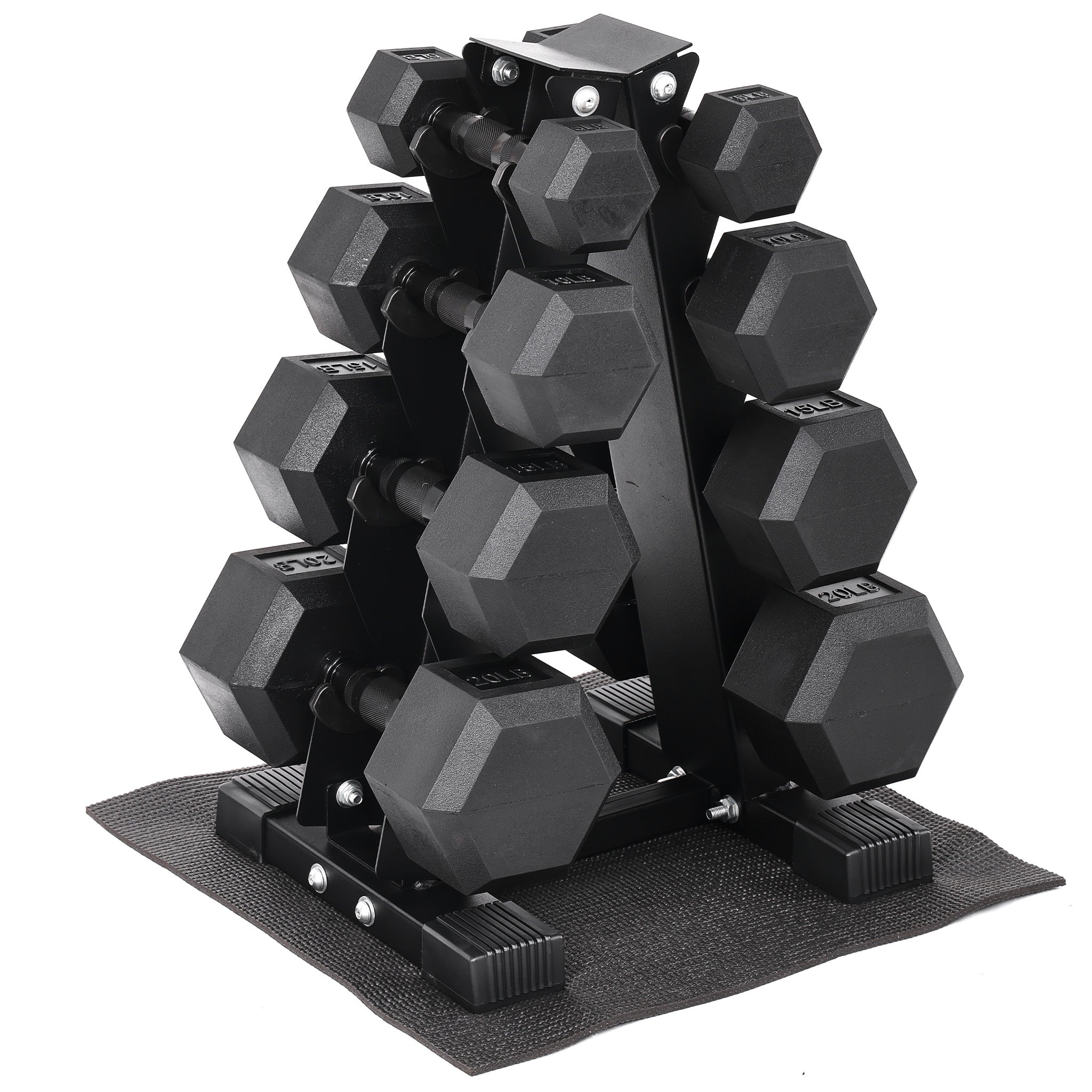 BalanceFrom Dumbbell Set with Stand, Rubber Encased Home Gym Hand Weights, 100lb
