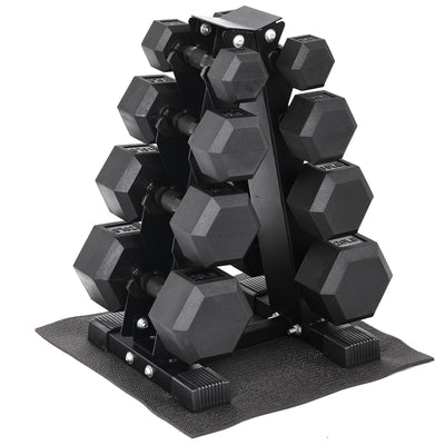 BalanceFrom Dumbbell Set with Stand, Rubber Encased Home Gym Hand Weights, 100lb