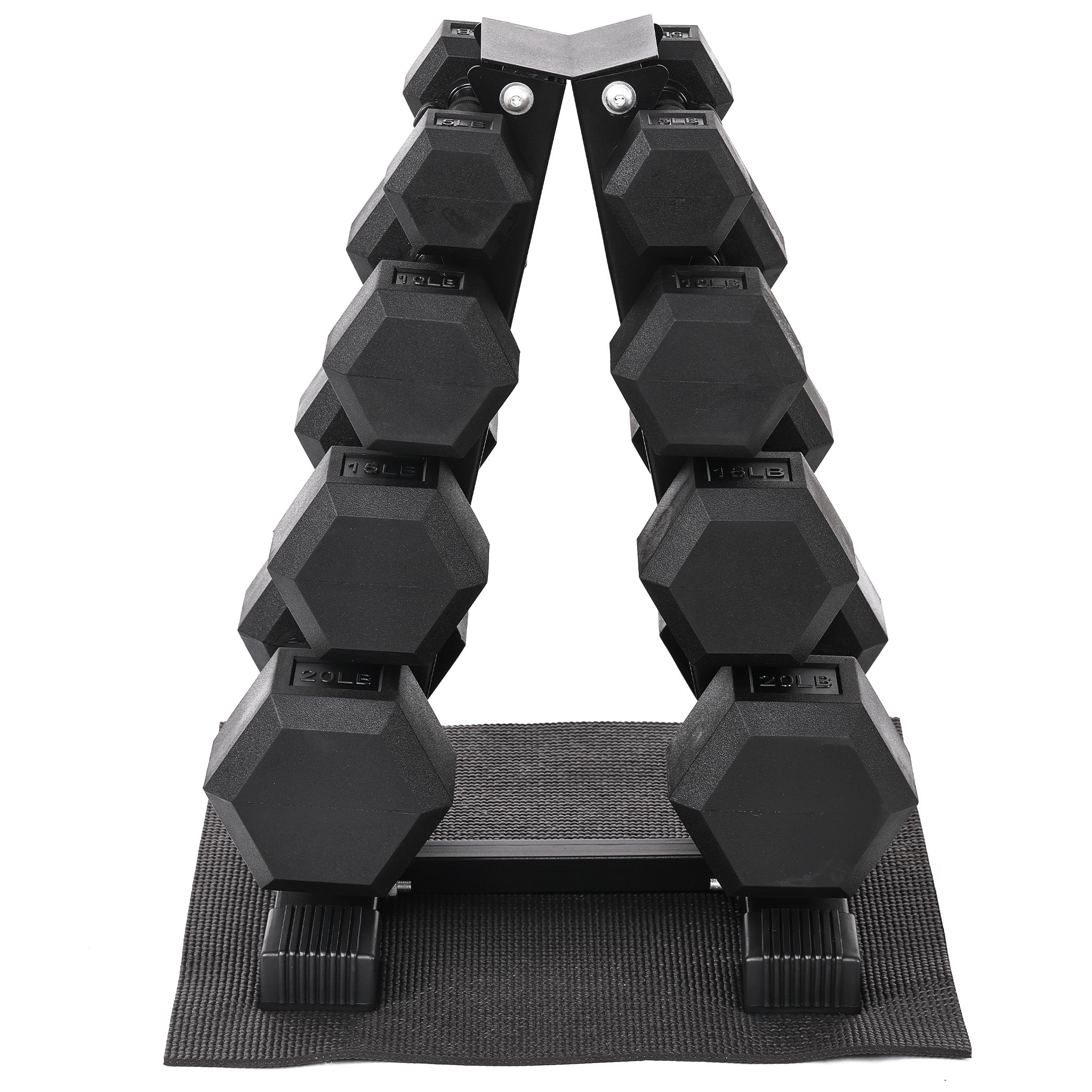 BalanceFrom Dumbbell Set with Stand, Rubber Encased Home Gym Hand Weights, 100lb