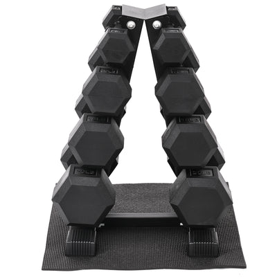 BalanceFrom Dumbbell Set with Stand, Rubber Encased Home Gym Hand Weights, 100lb
