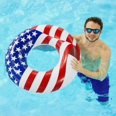 Swimline Inflatable American Bald Eagle Float & 36In. American Flag Float(3) - VMInnovations