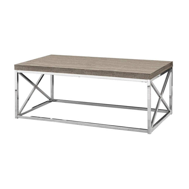 Monarch Wood-Look Finish Chrome Metal Contemporary Style Coffee Table (Open Box)