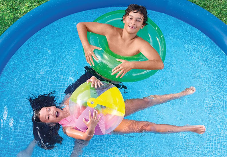 Intex 8ft Above Ground Swimming Pool Cover(2) & 8ft Inflatable Top Round Pool(2)