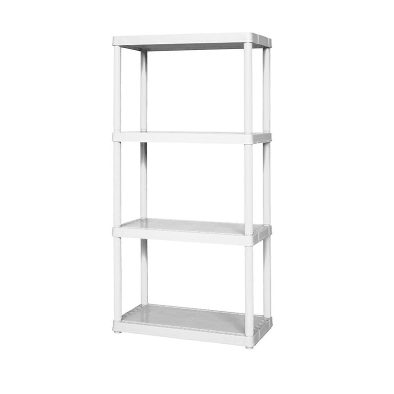 Gracious Living Light Duty Solid Plastic Shelving Unit, White (Open Box)(4 Pack)