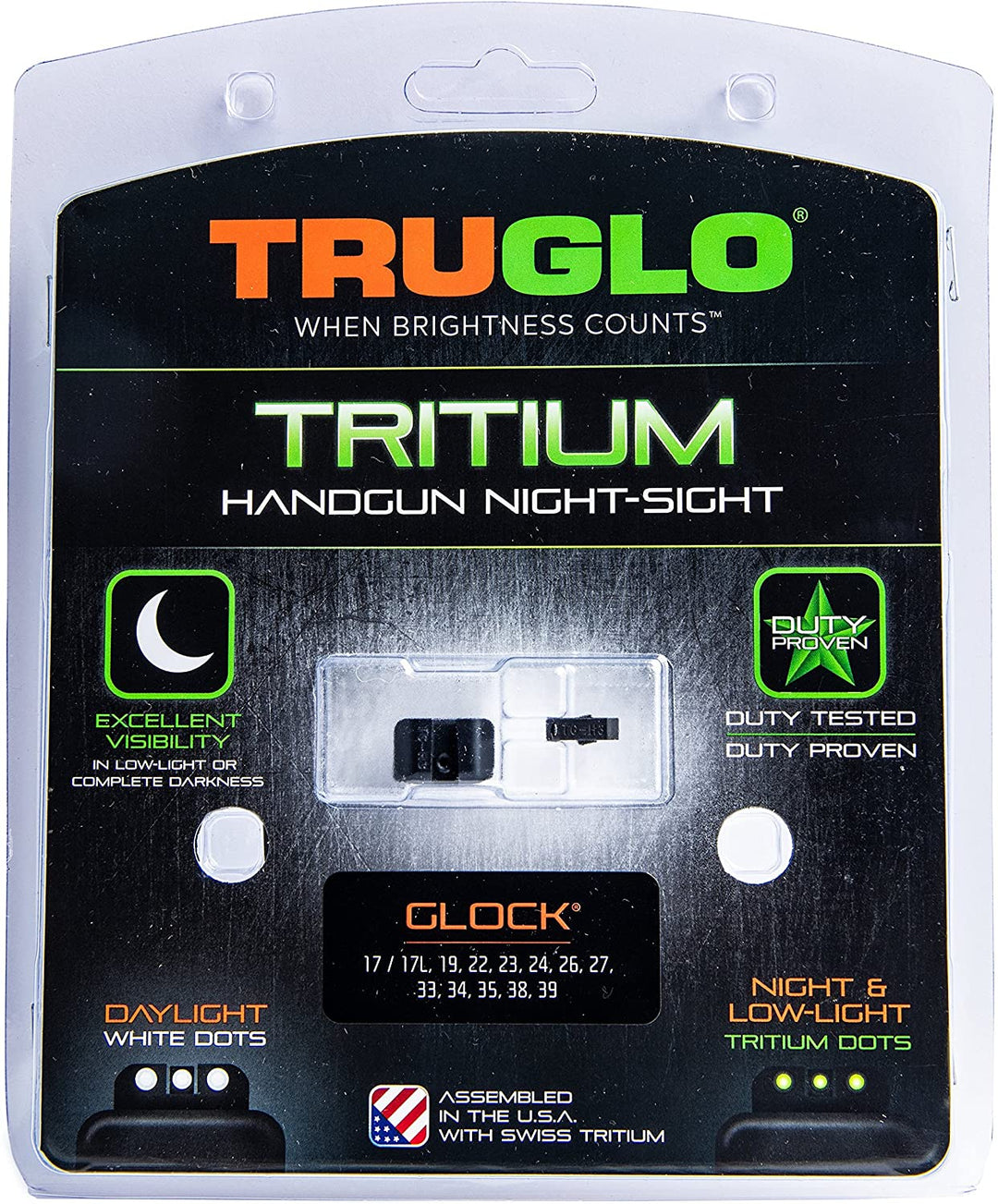 TruGlo Tritium Pro Brite Site Low Set Glock Handgun Sight, Glock 17 & More