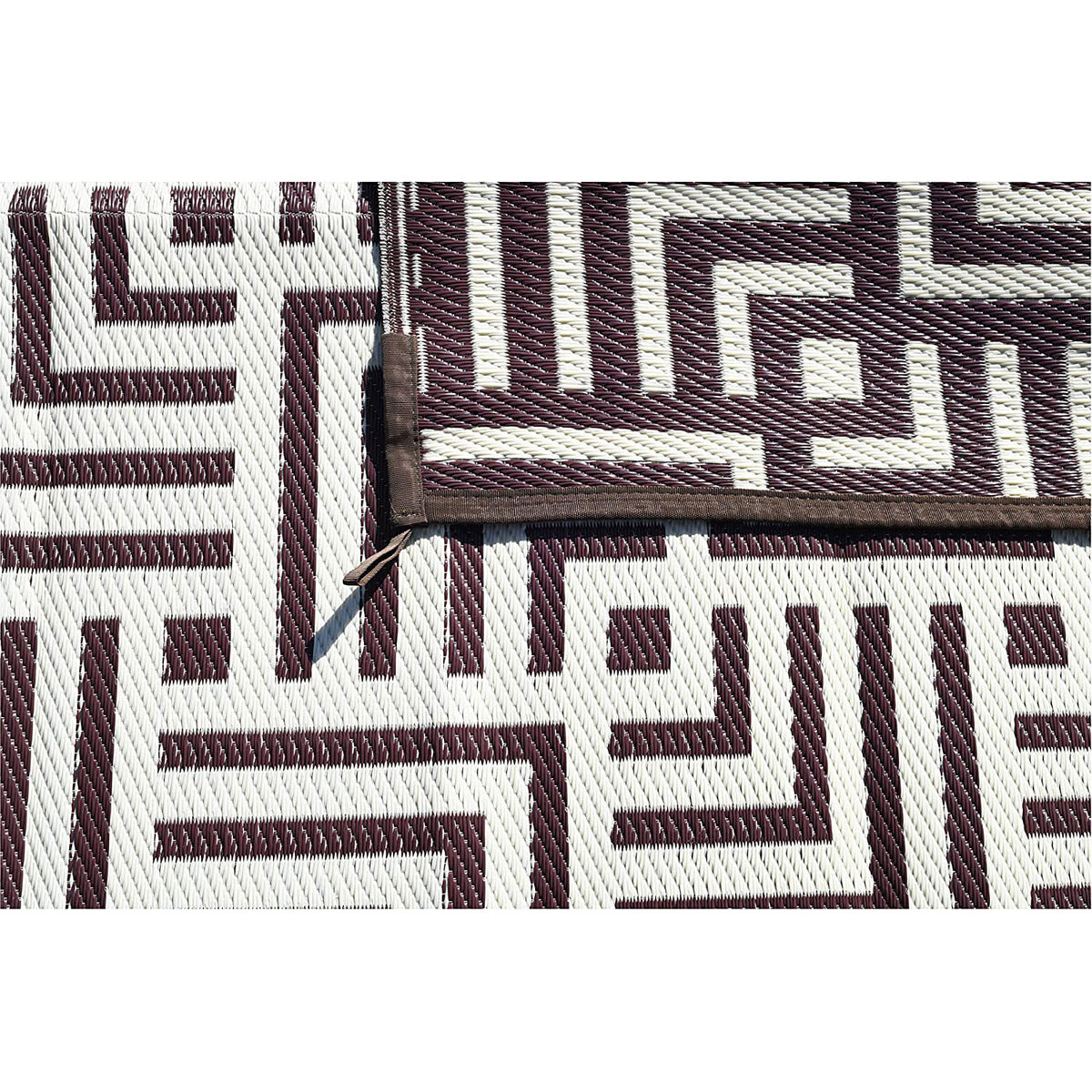 Reversible Mats 8 x 5 Foot Polypropylene Pattern Patio Rug Brown/Beige(Open Box)
