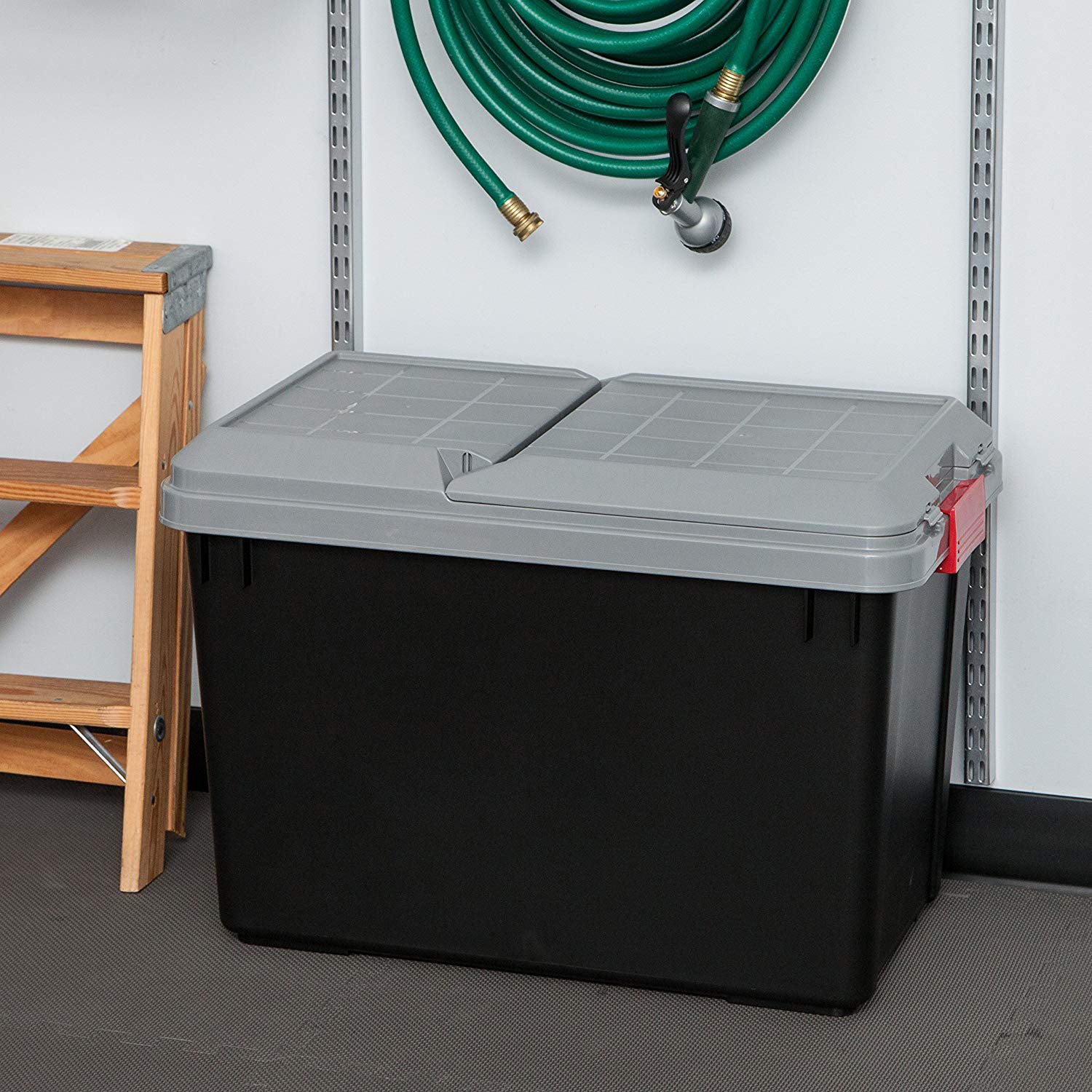 IRIS USA 102 Qt. Store It All Heavy Duty Storage Container Tote, Black (8 Pack)