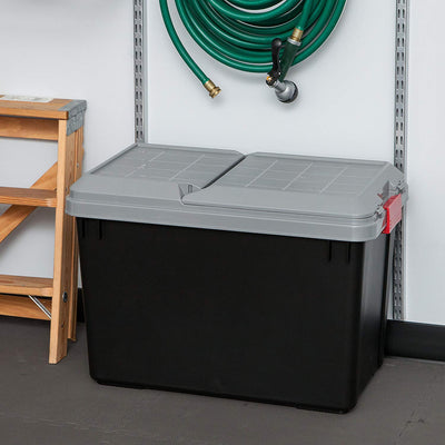 IRIS USA 102 Qt. Store It All Heavy Duty Storage Container Tote, Black (8 Pack)