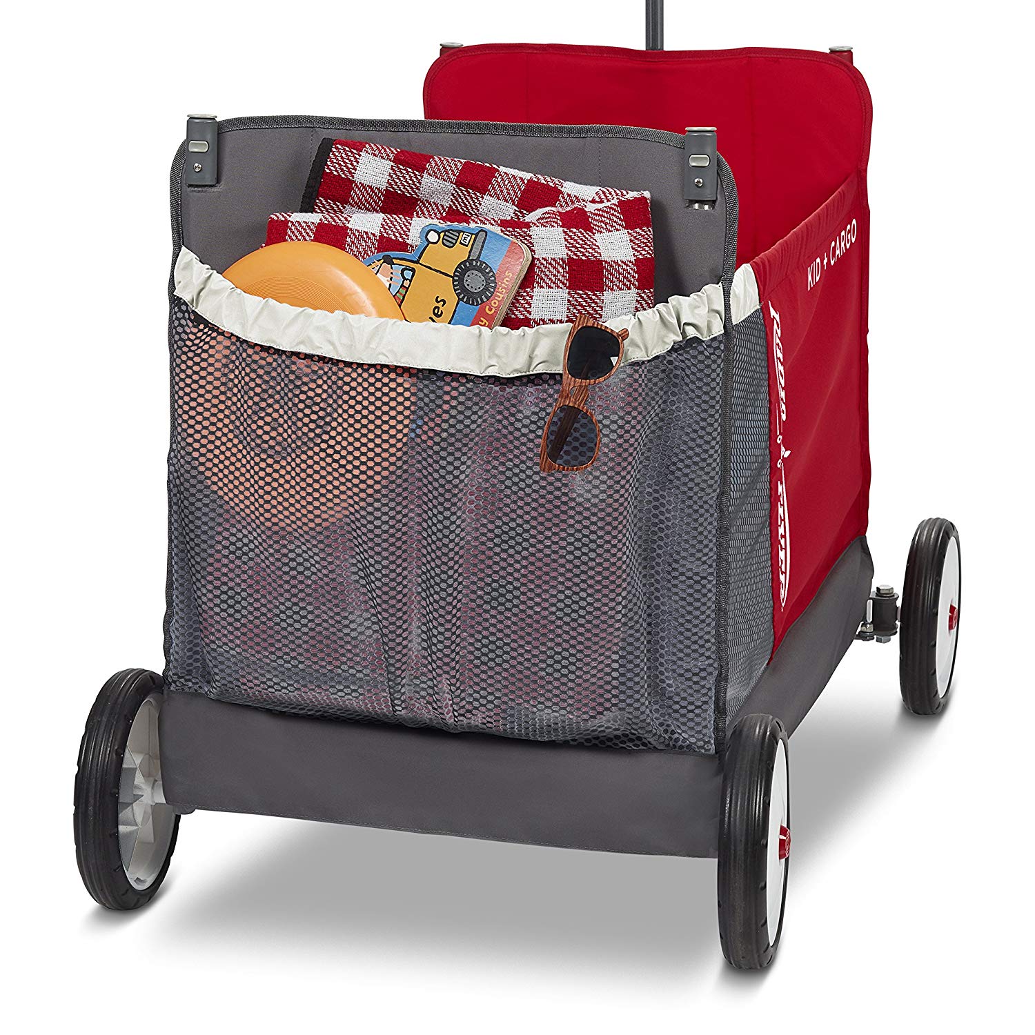 Radio Flyer Kid & Cargo Folding Wagon with 2 Seats and Canopy, Red (Open Box)