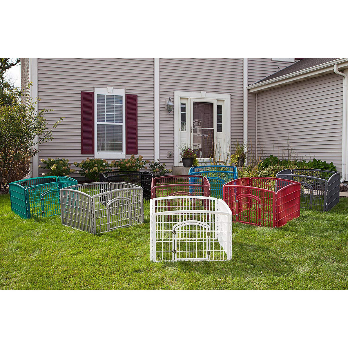 IRIS USA 585600 4-Panel Plastic Indoor Outdoor Pet Playpen, Everglade Green