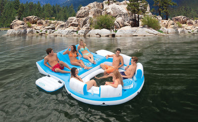 Intex Inflatable Island Lounger w/ Tropical Breeze 6 Person Floating Island