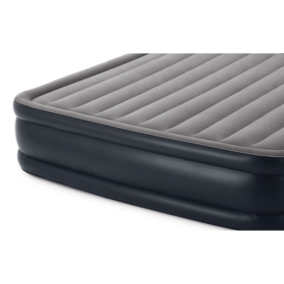 Intex Deluxe Pillow Rest Inflatable 1 King & 1 Queen Air Bed with Built In Pump