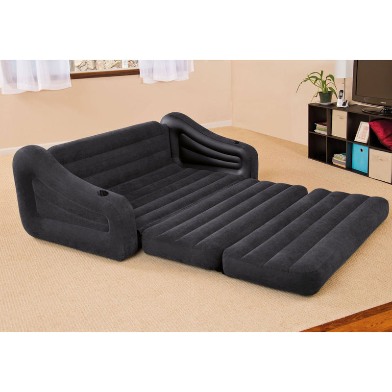 Intex Queen Size Pull Out Futon Sofa Couch Sleep Away Bed, Dark Gray (6 Pack)