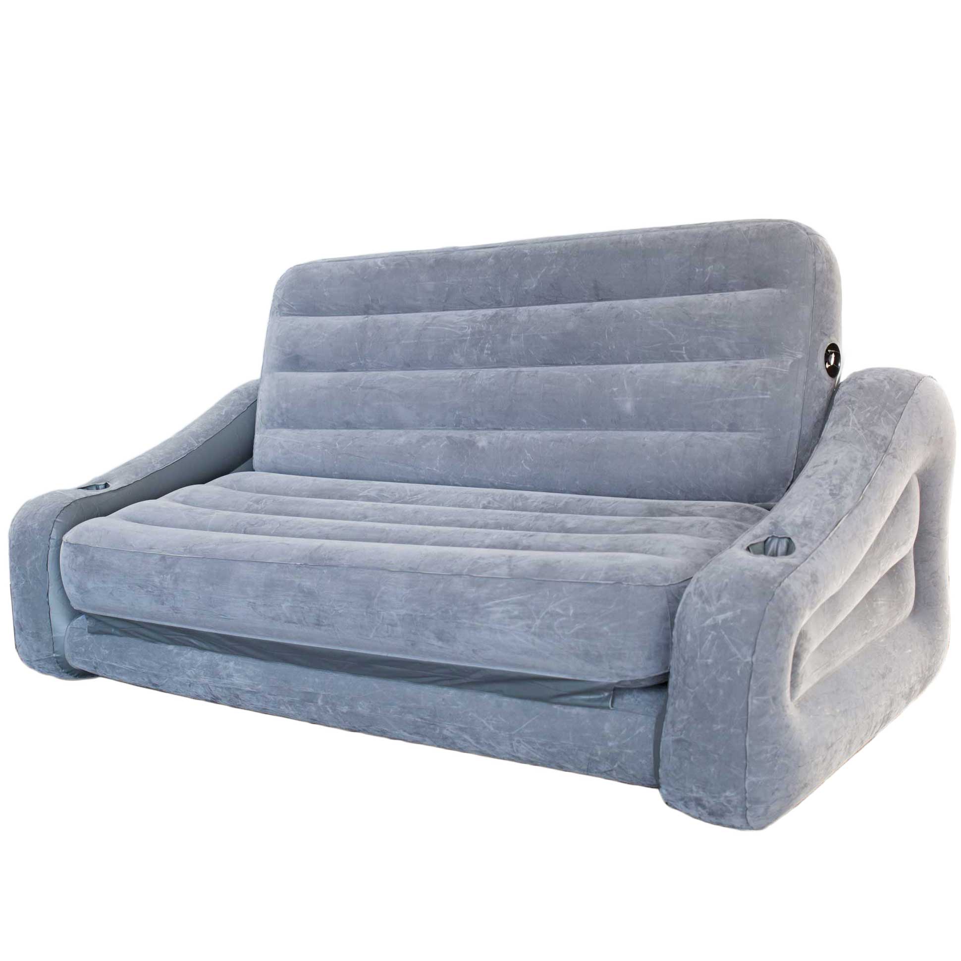 Intex Plush Dura Beam Air Bed w/ Pump, Queen & Intex Inflatable Futon, Gray