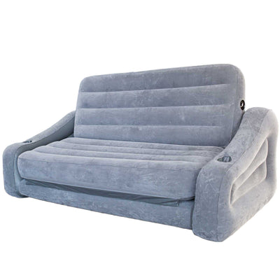 Intex Plush Dura Beam Air Bed w/ Pump, Queen & Intex Inflatable Futon, Gray