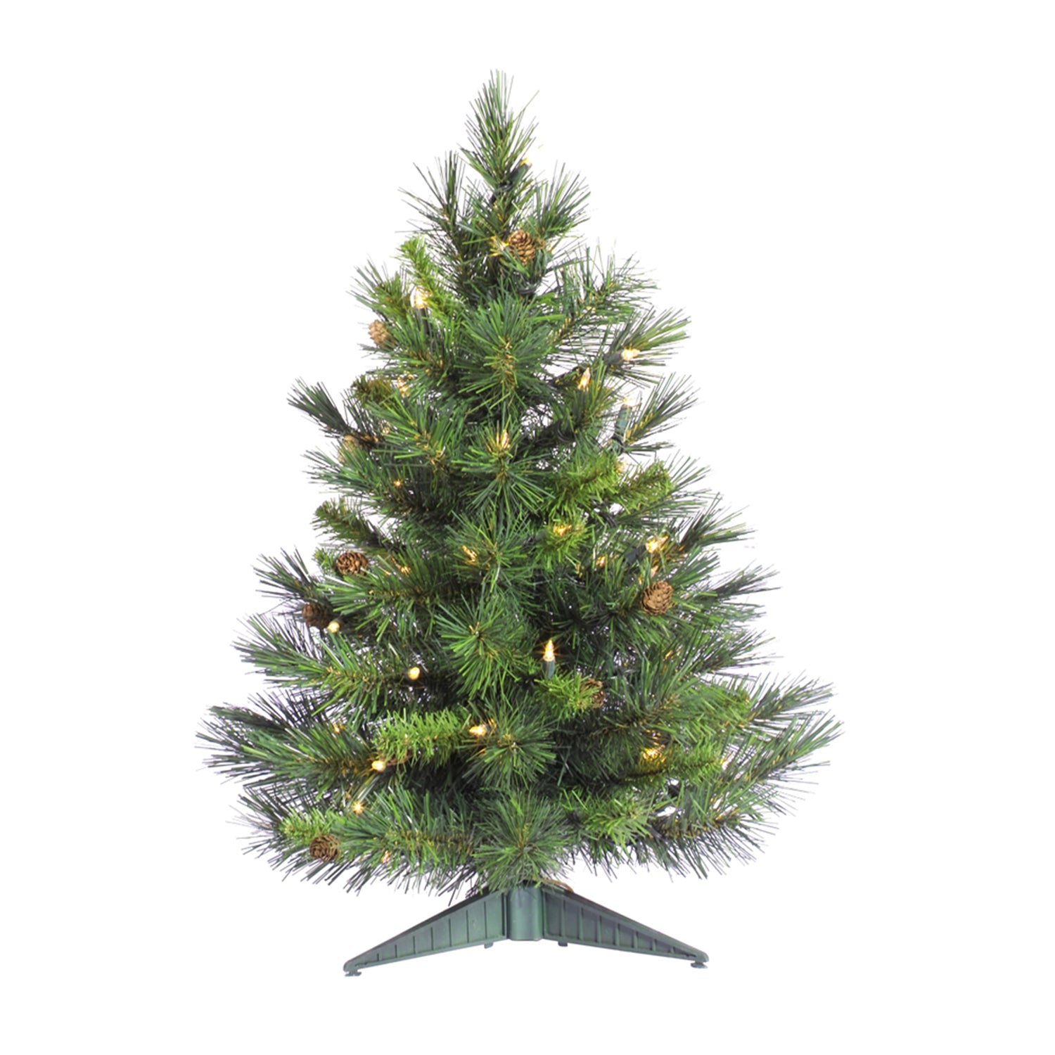 Vickerman Cheyenne Pine 2 Foot Artificial Pre Dura Lit Christmas Tree, Green - VMInnovations