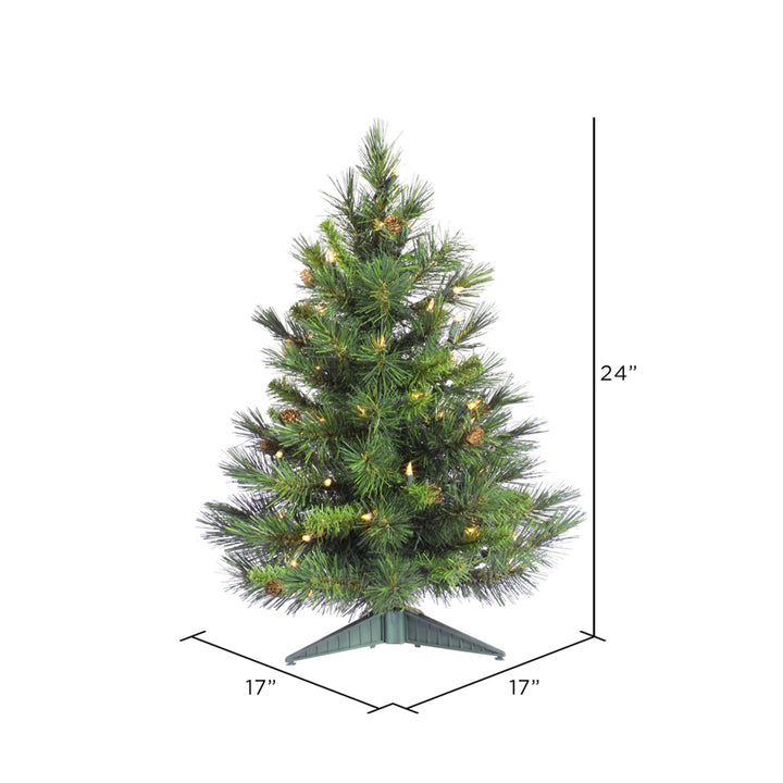 Vickerman Cheyenne Pine 2 Foot Artificial Pre Dura Lit Christmas Tree, Green