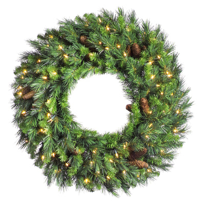 Vickerman Cheyenne Pine 36 Inch Artificial Pre Lit Christmas Wreath with Lights