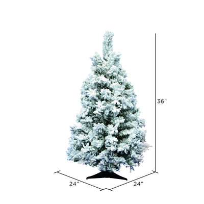 Vickerman Flocked Alaskan 3 Foot Artificial Unlit Tree with Stand (Open Box) - VMInnovations