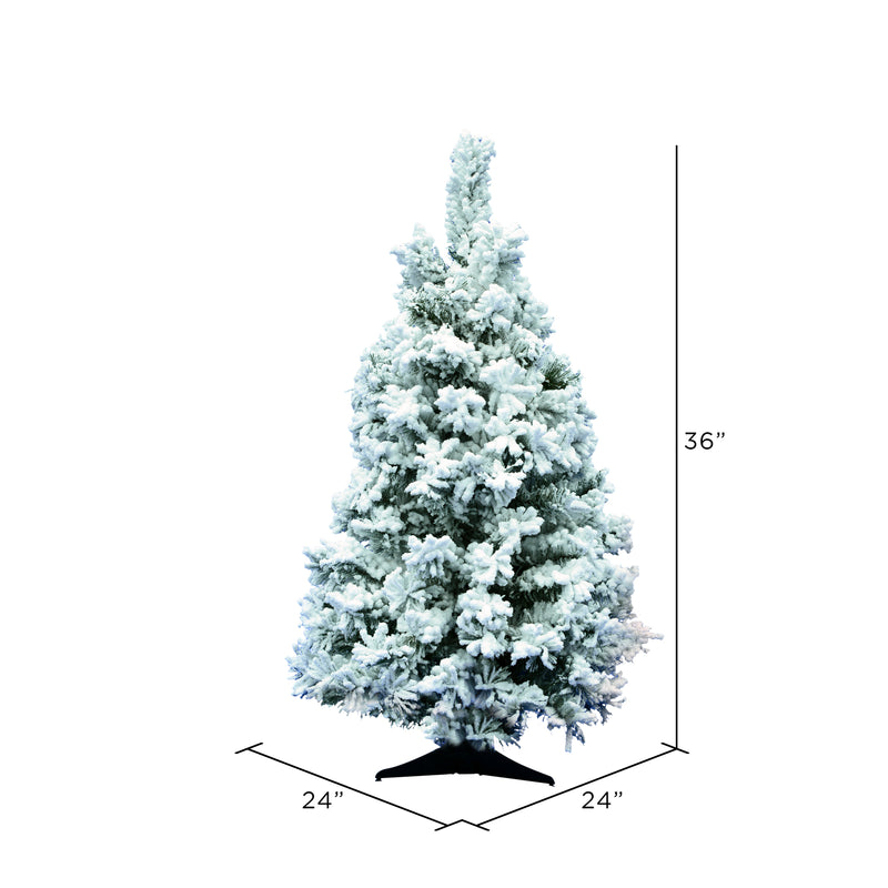 Vickerman Flocked Alaskan 3 Foot Artificial Unlit Christmas Tree with Stand