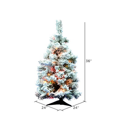 Vickerman Flocked Alaskan 36 Inch Artificial Tree w/ Multicolor Lights(Open Box) - VMInnovations