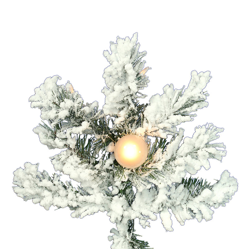 Vickerman Flocked Alaskan 6.5 Foot Artificial Christmas Tree with White Lights