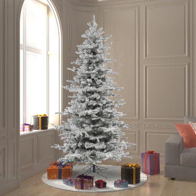 Vickerman Flocked Slim Sierra 7.5 Foot Tall Full Body Artificial Christmas Tree