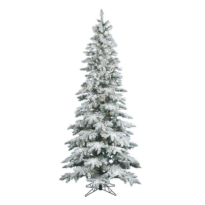 Vickerman Slim Utica 6.5 Foot Flocked Artificial Christmas Tree with White Light