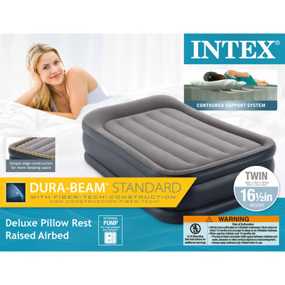 Intex Dura Beam Deluxe Pillow Rest Twin Raised Airbed w/ Built in Pump (10 Pack) - VMInnovations