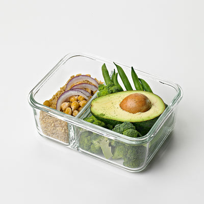 Glasslock Duo 3 Piece Clear Glass Microwave Safe Divided Food Containers (Used) - VMInnovations