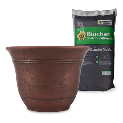 HC Companies 16" Flower Garden Planter and Wakefield Biochar Soil Conditioner - VMInnovations