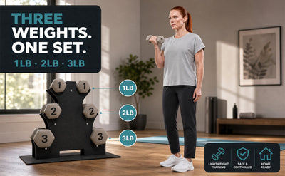 Aurorafy Neoprene Dumbbell Workout Set with Rack, 1 lbs, 2 lbs, & 3 lbs, Beige