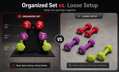 Aurorafy Neoprene Dumbbell Workout Set & Rack, 2 lbs, 3 lbs, & 5 lbs, Multicolor