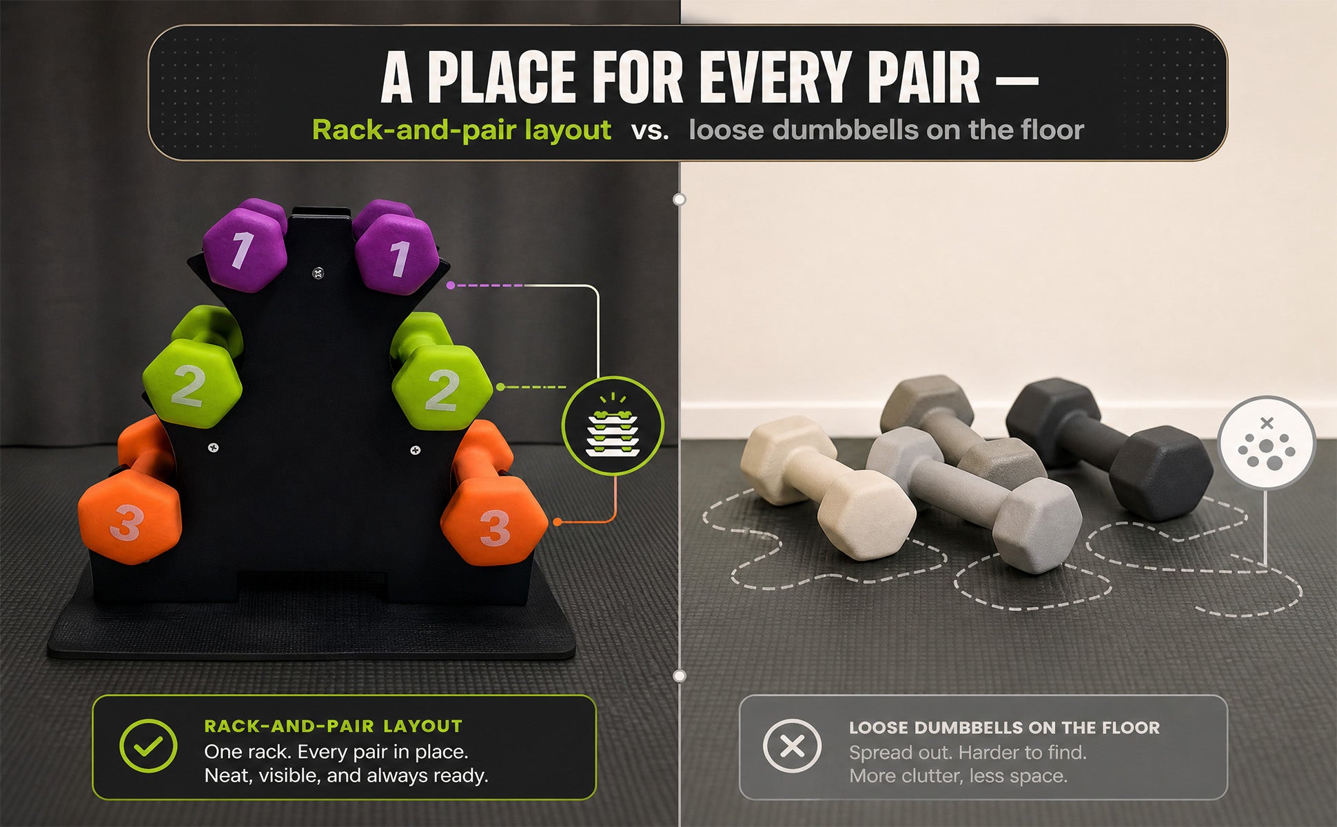 Aurorafy Neoprene Dumbbell Workout Set & Rack, 1 lbs, 2 lbs, & 3 lbs, Multicolor