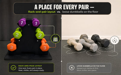 Aurorafy Neoprene Dumbbell Workout Set & Rack, 1 lbs, 2 lbs, & 3 lbs, Multicolor