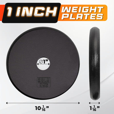 Single Cast Iron Barbell Weight Plate with 1" Center Hole 20 LBS (Open Box) - VMInnovations